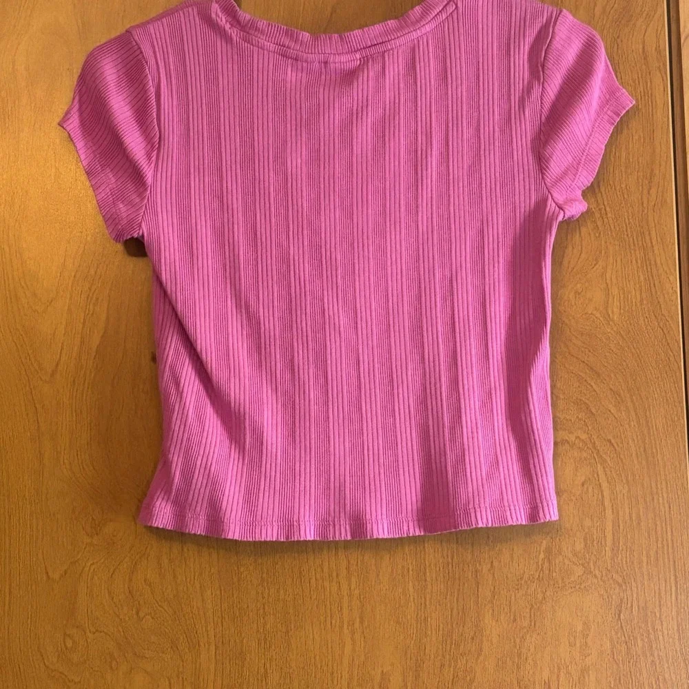 Gap Kids Girls Pink Ribbed Short Sleeve Crew Neck Tee Shirt